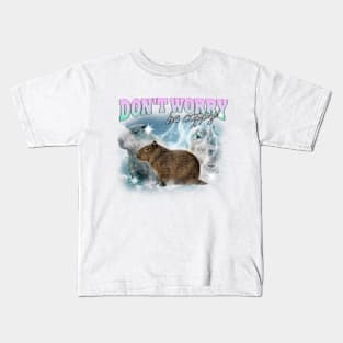 Cabybara Vintage 90s Bootleg Style T-Shirt, don't worry be cappy Shirt, Funny Capybara Meme Kids T-Shirt